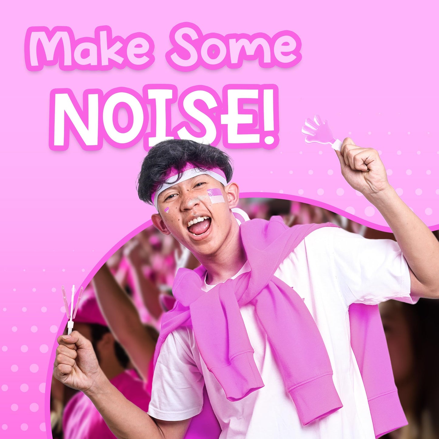 Windy City Novelties 12-Pack 7 Inch Mini Hand Clappers Noisemakers in Bulk (Pink/White)