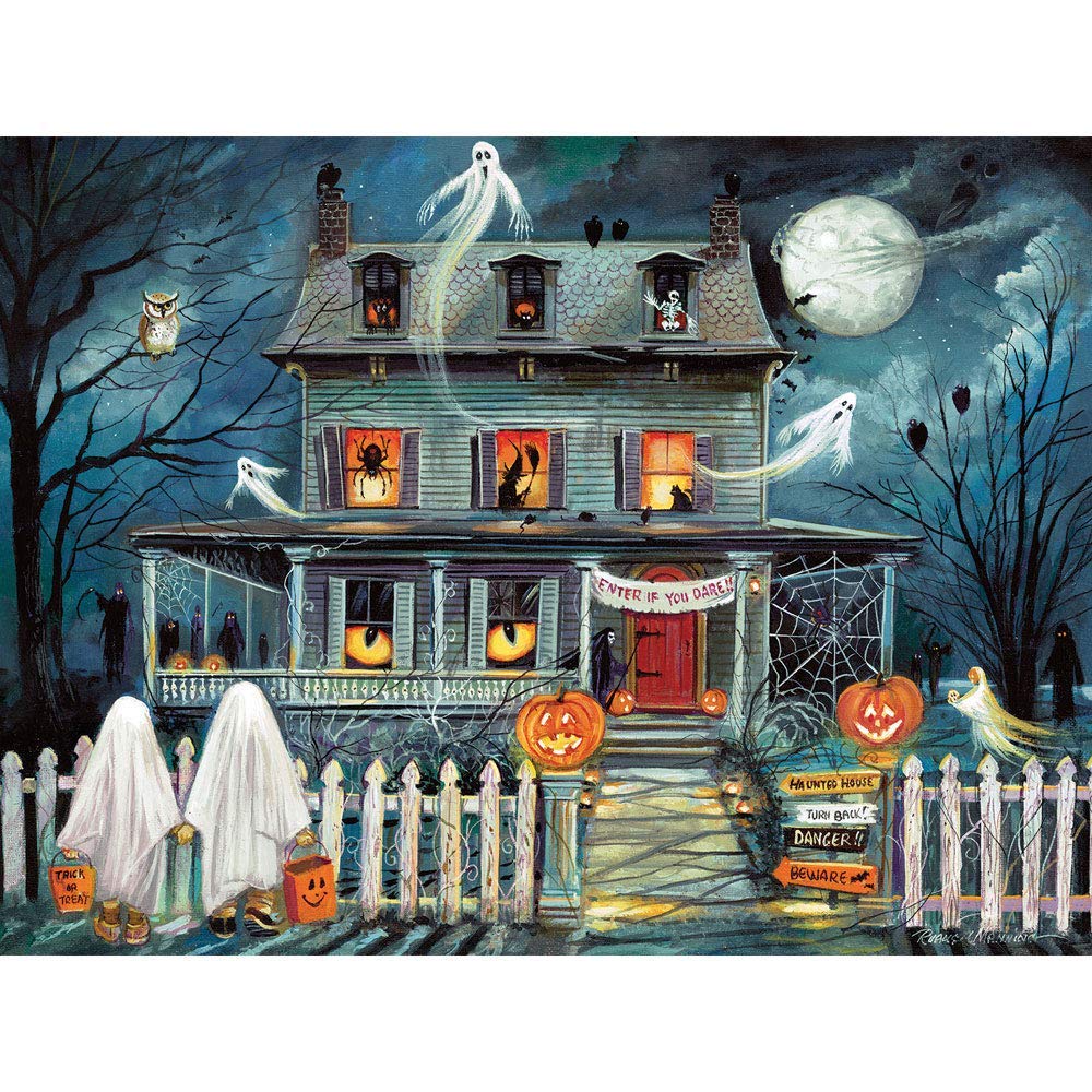 Bits And Pieces - 1000 Piece Jigsaw Puzzles For Adults - Enter If You Dare - Haunted House Halloween 1000 Pc Jigsaw By Artist Ru