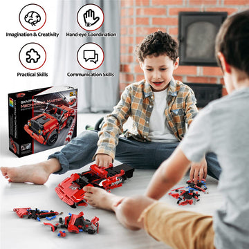 Stem Toy Building Toys Gifts For Age 5, 6, 7, 8, 9, 10, 11, 12 Years Old Kids Boys Girls, 2 In 1 Remote Control Racing Car Building Blocks, 351 Pcs Diy Building Kits, Engineering Construction Toy