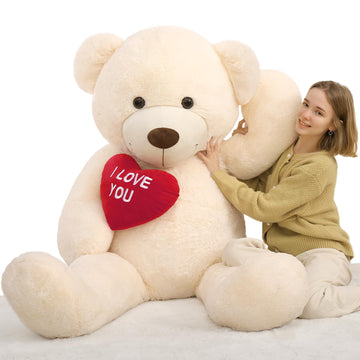 Beniny 5Ft Giant Teddy Bear Stuffed Animal - Big Teddy Bear With Heart - Large I Love You Teddy Bear Plush Toys For Kid - Christ