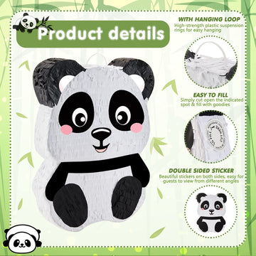 Lewtemi Piñatas For Birthday Party Colorful Piñata With Stick, Blindfold, Confetti For Adults Birthday Baby Shower Party Supplies(Panda Style)