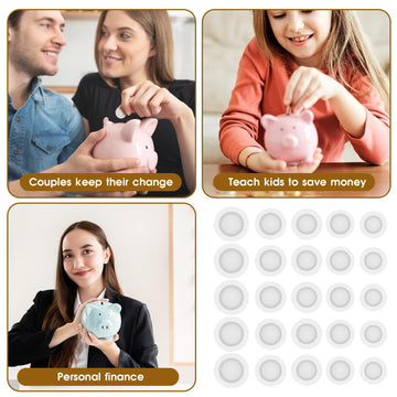 20 PCS Piggy Bank Stopper, 5 Sizes Rubber Saving Box Plug Rubber Saving Box Plug Round Piggy Bank Stopper Cover White Rubber Mon