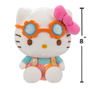 Hello Kitty And Friends Easter 8' Plush W/Flower Overalls & Sunglasses - Officially Licensed Sanrio - Soft Doll Stuffed Toy Figure - Basket Stuffer Gift For Kids, Girls, Boys - 2+