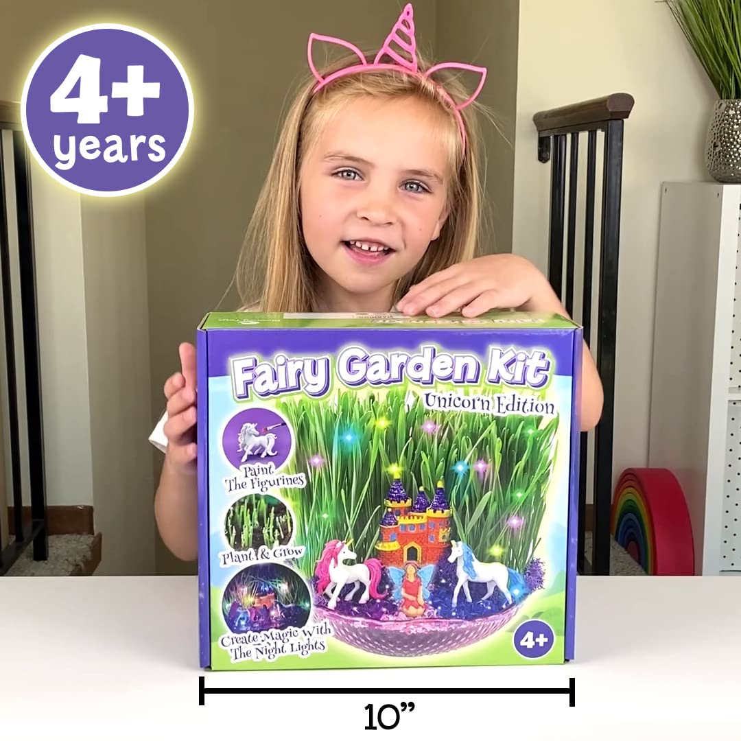 Bloonsy Unicorn Fairy Garden Kit For Kids | Light Up Fairy Unicorn Terrarium Kit | Science Stem Toys Presents | Unicorn Arts And