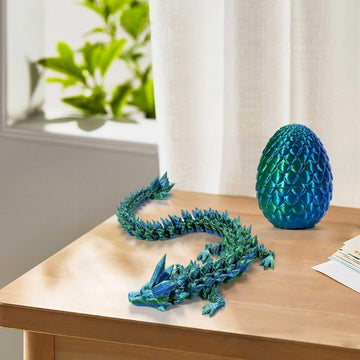 3D Printed Dragon Eggs with Dragon Inside - Fun Fidget Figurine Toys  Easter Basket Stuffers Surprise Mystery Crystal Printing Dragon Egg mature-themed Home Office Desk Decor Toy Gifts (Laser Blue&Green)