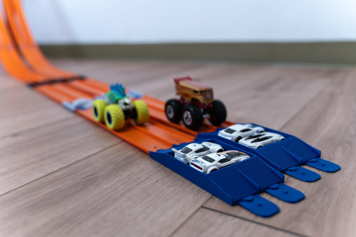TechConnext Ultimate Monster Truck Track Ramp Add-On, Small, Blue, Plastic - Compatible with Hot Wheels & Monster Jam Trucks