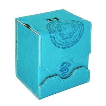 Zoopin Leather Deck Box With Built-In Spinning Life Counter, Cyan For Mtg,Yugioh,Pokeman,Tes Legacy,Munchkins Ccg Decks And Also