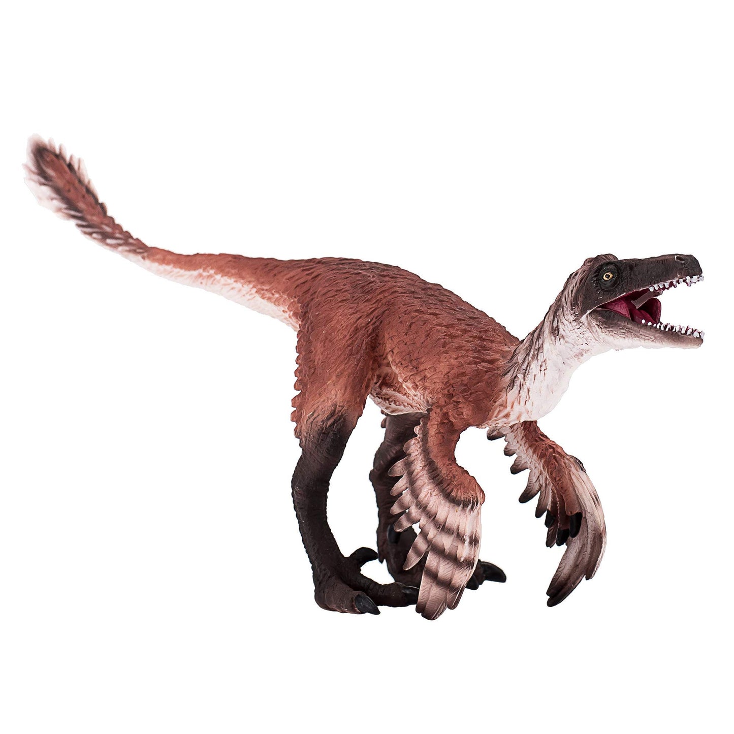 Mojo Troodon With Articulated Jaw Realistic Dinosaur Hand Painted Toy Figurine, Brown
