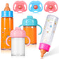 Seematn 7 Pcs Baby Doll Bottles Accessories Disappearing Doll Feeding Set Milk and Juice Bottles with Toy Pacifier Baby Bottle T