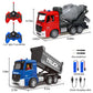 MQDMINI Remote Control Cement Mixer Truck and Dump Truck Toy Set - Construction Vehicle Toy with Lights and Sounds for Imaginati