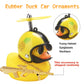 Wonuu Rubber Duck Car Ornaments Cool Yellow Duck Car Dashboard Decorations Squeaky Glasses Duck With Propeller Helmet For Car Cc