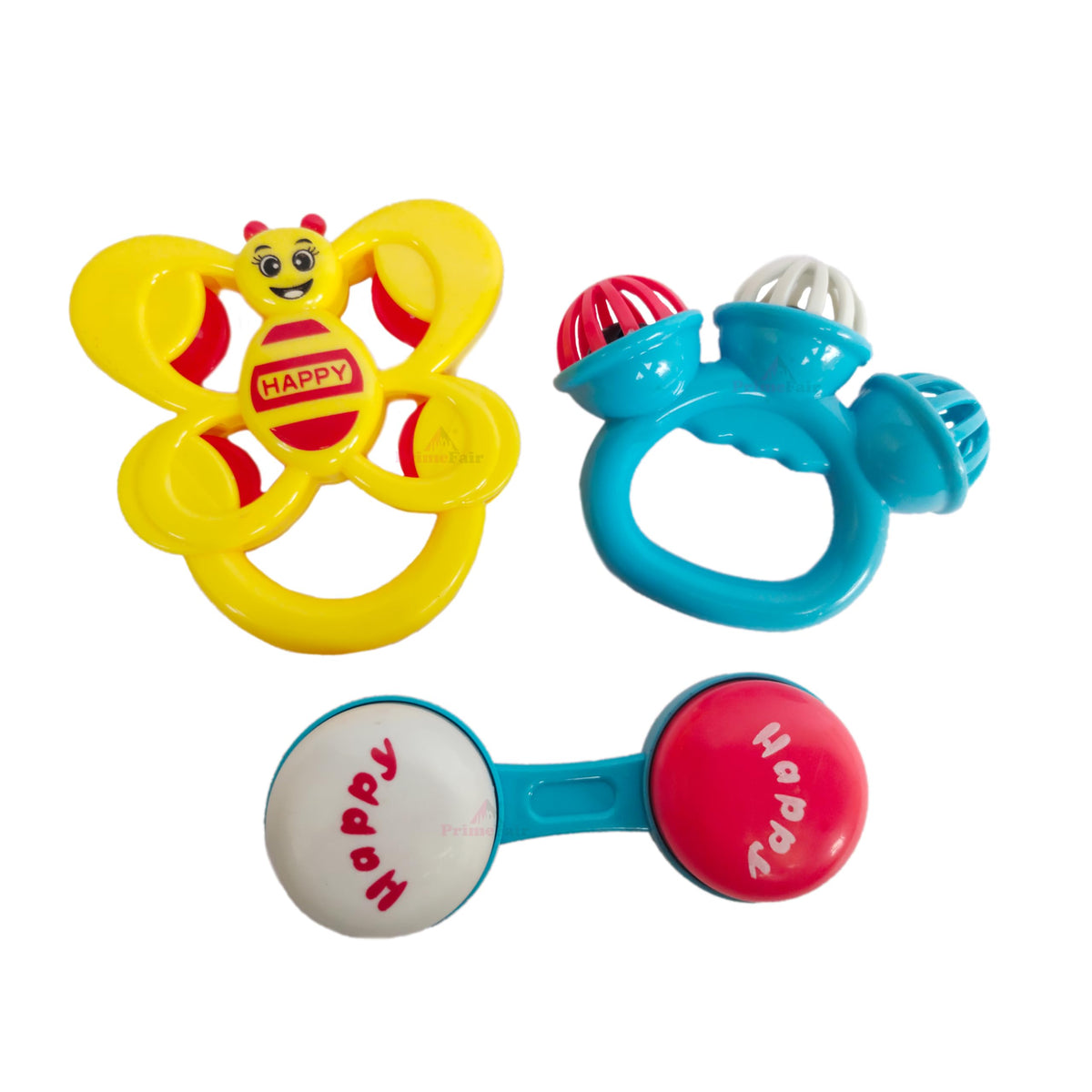 Primefair Plastic Baby Rattles Toys Set, Baby Toys 3 Pcs Sets, Infant Grab And Shake Rattle, Sensory Music Sound Learning Newbor