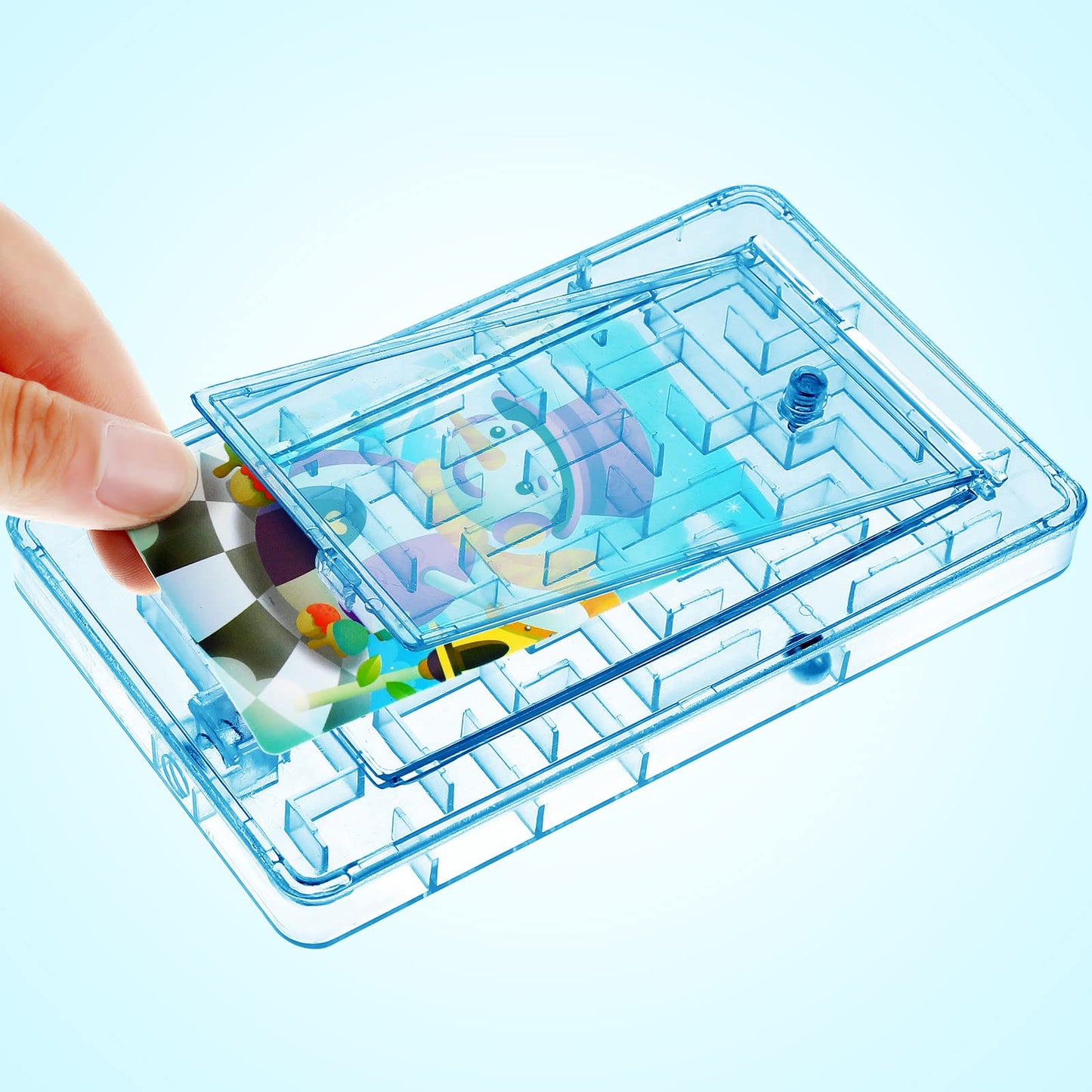 Skylety 5 Pcs Money Puzzle Box Gift Card Box Plastic Puzzle Card Holder Fun Maze Intellectual Pinball Machine Game for Teens and mature-themeds Birthday Party Favors(Blue)