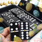 Bucher&Rossini Dominoes Set Double 6 - Claasic Black Domino'S Game Set With Metal Surface For Adults And Kids Idea Gift Present For Domino Players Or Family Game Night (Black New)