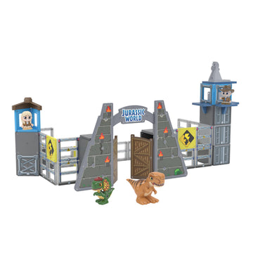 Tile Town Jurassic World Gate Escape Magnetic Tiles Construction Building Set And Figures, Kids 3-5+, New Action Tiles For Actio