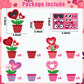 WATINC 32PCS Valentines Day Flower Craft Kit, Make Your Own Valentine Heart Flowers Pot Gift Craft Decorations, DIY Art Set Home