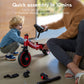 besrey 5 in 1 Toddler Bike Tricycle for Kids 1-4 Years, Red, Carbon Steel, Model BR-C7273, Balance Training, Removable Pedals