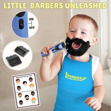 Barber Shop Pretend Play Toy, Kids Hair Salon Toys, Kids Shaving Kit for Boys Ages 3+ with Blow Dryer, Electric Shaver Toys, Too