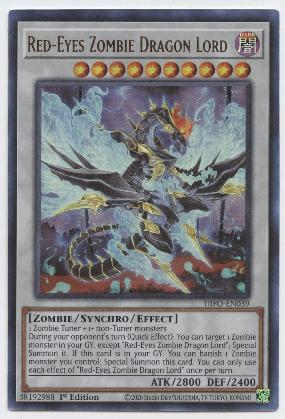 Red-Eyes Zombie Dragon Lord - Difo-En039 - Ultra Rare - 1St Edition