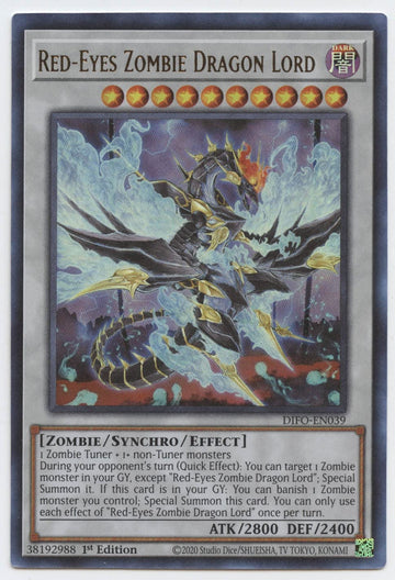Red-Eyes Zombie Dragon Lord - Difo-En039 - Ultra Rare - 1St Edition