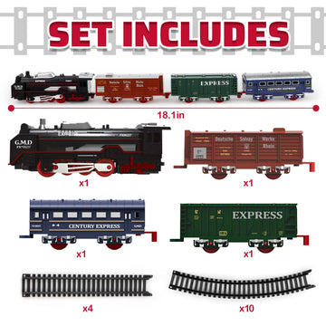 Deao Christmas Train Set Toys For Kids, Toy Train Track Locomotive Engine Battery Powered Railway Kits With Road Signs And Tracks
