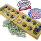 Matty'S Toy Stop Deluxe Solid Wood Folding Mancala Game With 48 Multi-Colored Gems And 48 Clear Gems (96 Gems Total)
