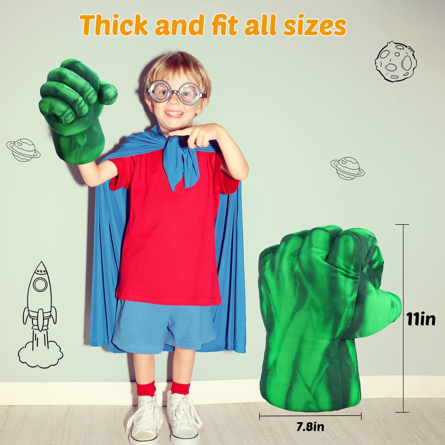 Xymtoy Superhero Toys Incredible Smash Hands Soft Plush Superhero Gloves, Superhero Costumes For Kids Toddlers Boys 3+ Gift For