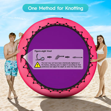 CALOBANA 8ft Floating Dock, Round Inflatable Water Hammock Heavy Duty Floating Ring Island Platform for Adults Party Tanning Poo