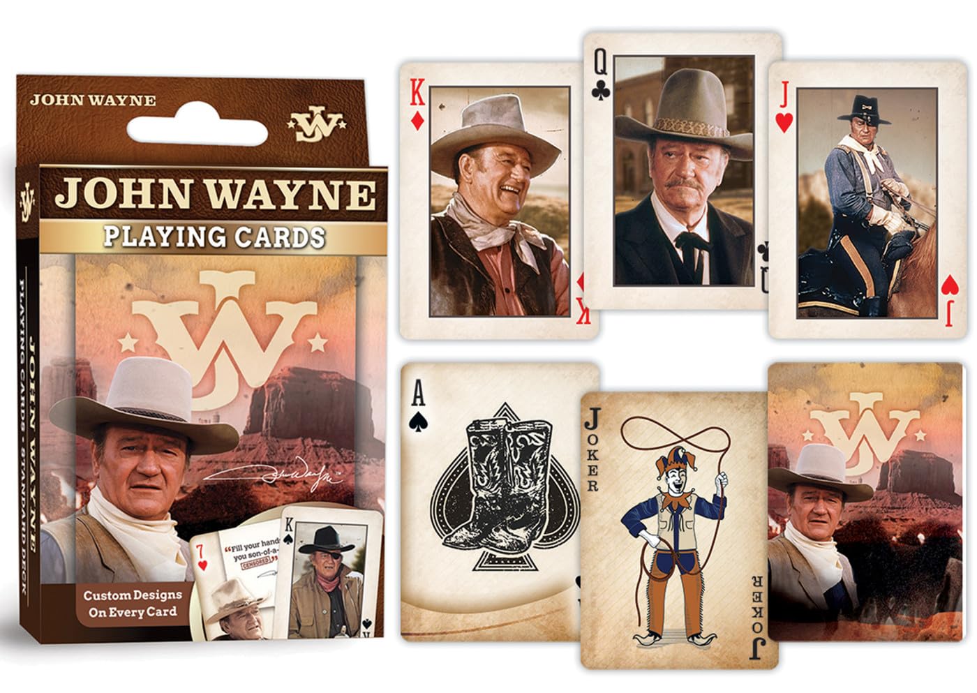 MasterPieces Family Games - John Wayne Playing Cards - Officially Licensed Playing Card Deck for Adults, Kids, and Family
