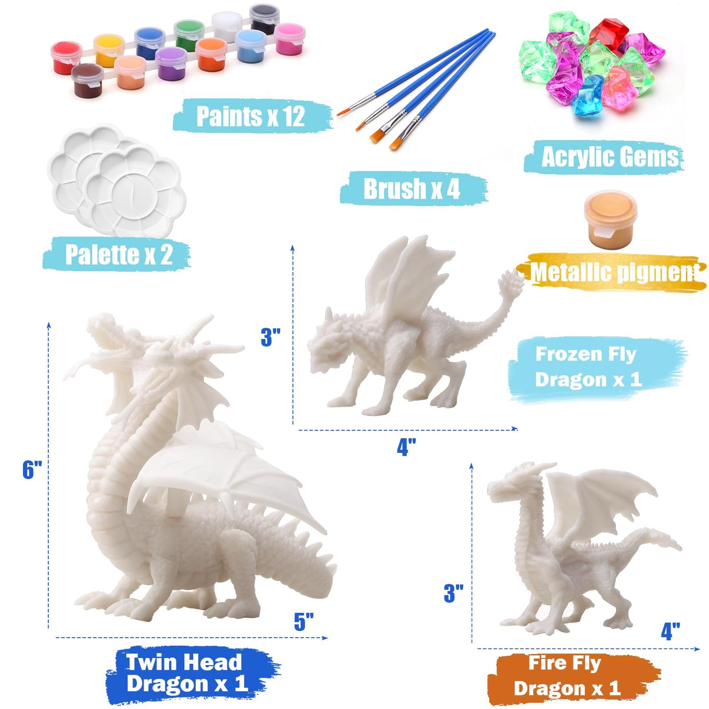 SOLDAY Dragon Toys Painting Kits for Kids Arts and Crafts Ages 3 6 5 7 9 12 Boys Girls to Paint Your Own Paintable Figurines Bir