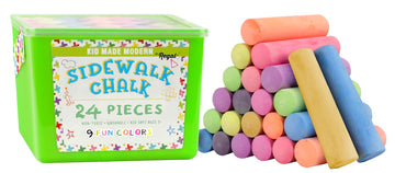 Kid Made Modern Non Toxic Sidewalk Chalk Bucket (24 Count) - Washable Colored Chalk Bulk Set For Kids And Toddlers Outdoor Games