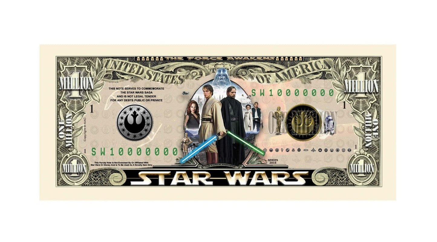 Limited Edition Star Wars Collectible Million Dollar Bill In Currency Holder