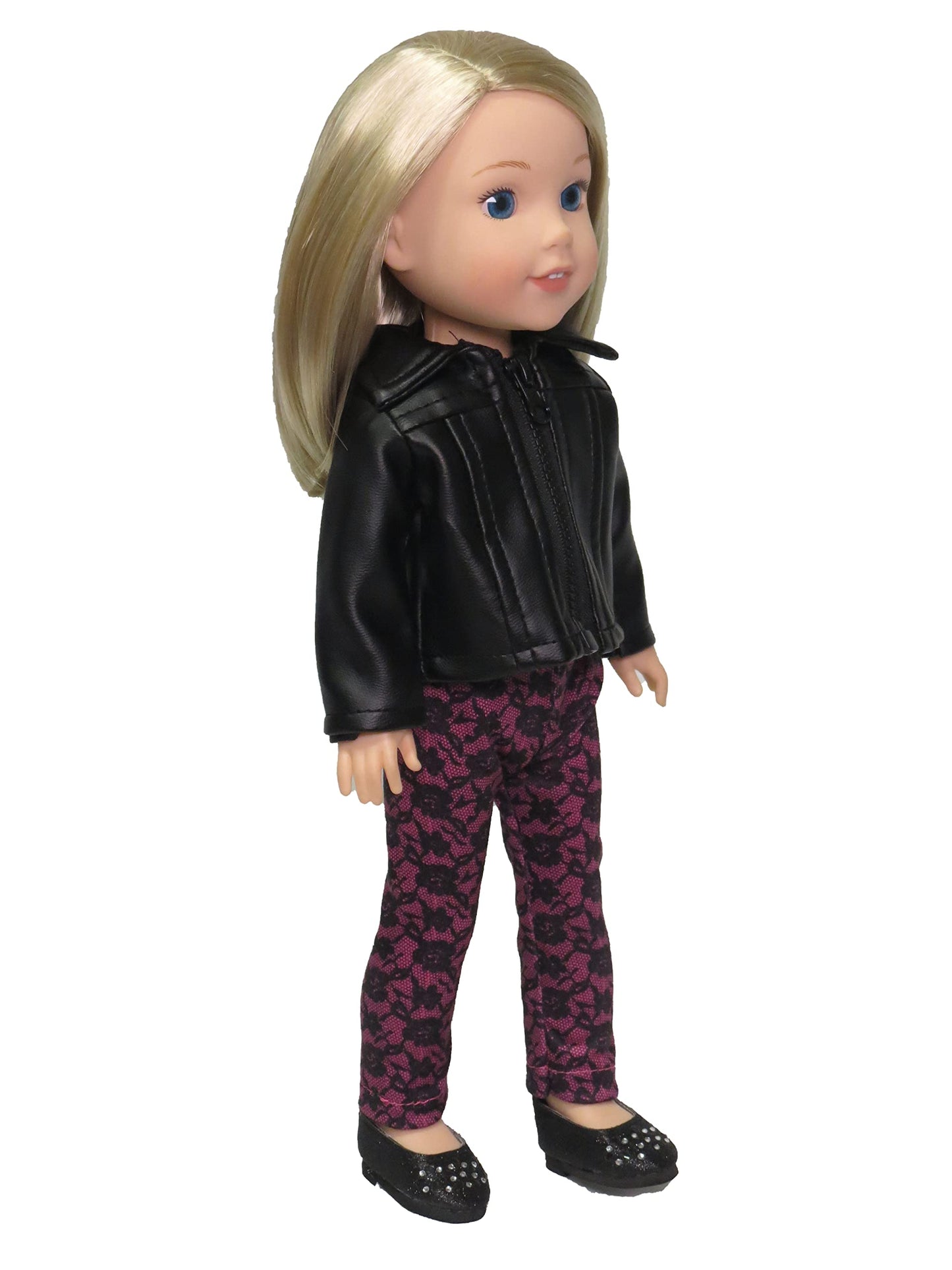 American Fashion World Leather Jacket for 14-Inch Dolls | enhanced Quality & Trendy Design | Dolls Clothes | Outfit Fashions for Dolls for Popular Brands