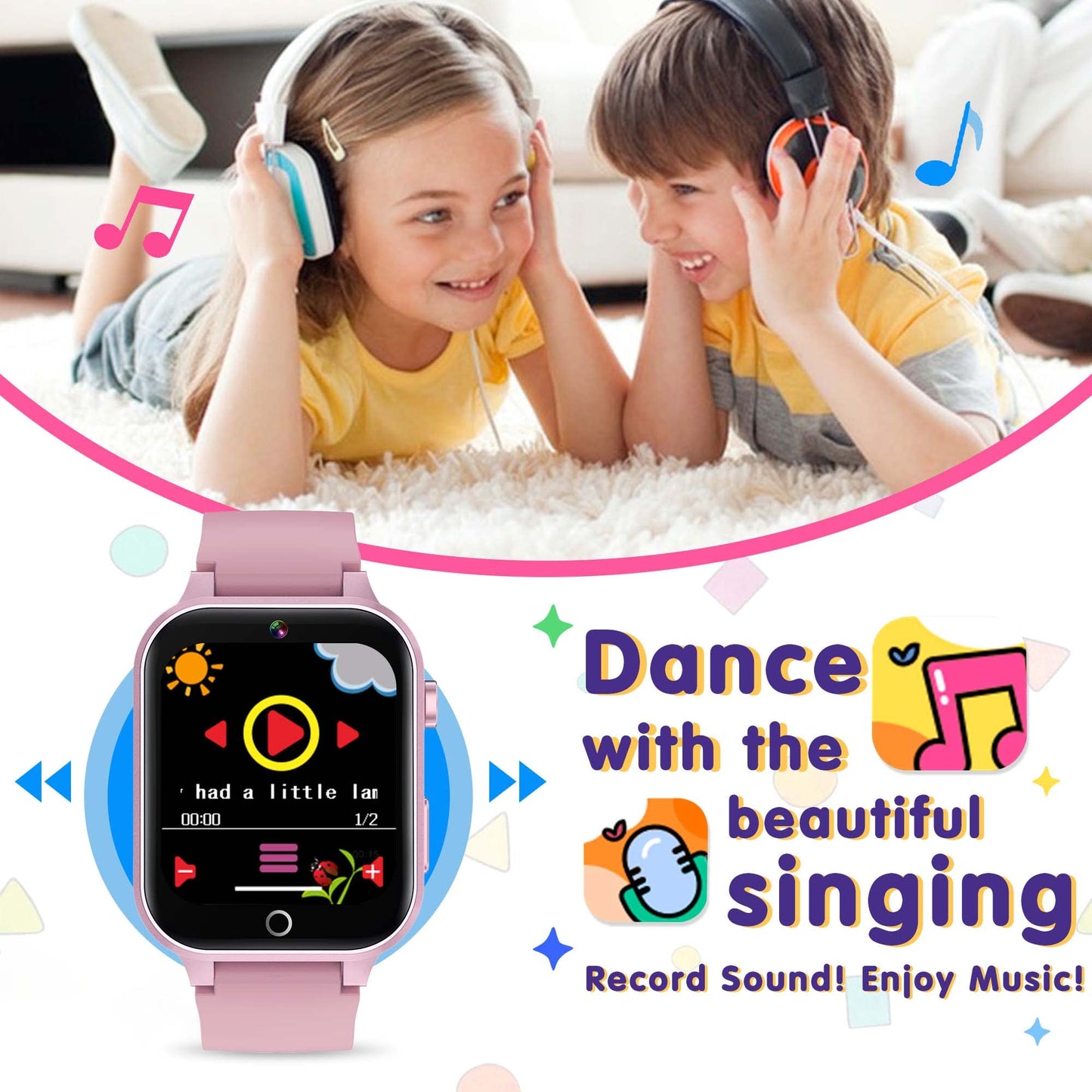 Syeekom Kids Smartwatch For Boys Girls, Smart Watch For Kids 4-12 Years Old, 26 Games Hd Touch Screen, Camera Alarm Clock Music