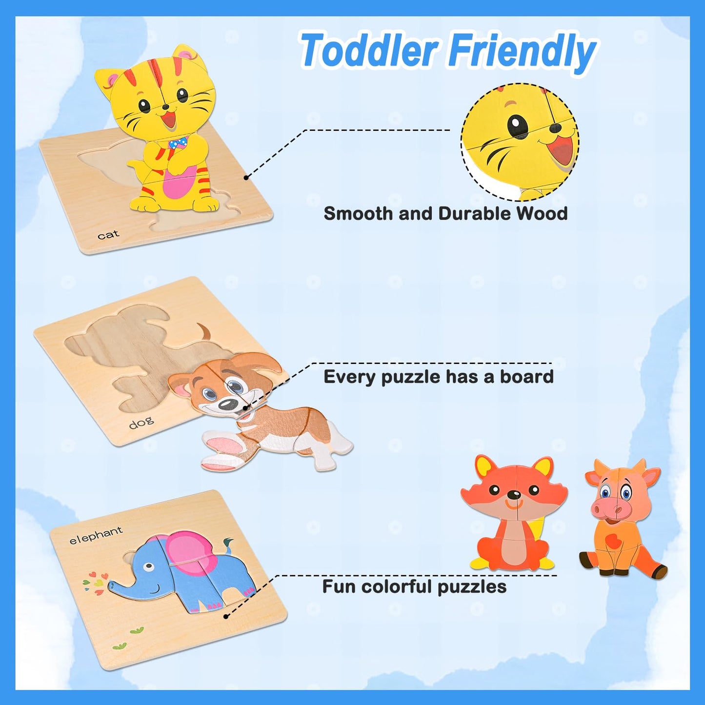 8Pcs Wooden Puzzles For Toddlers 1 2 3 4, Toddler Puzzles Ages 1 2 3 4, Montessori Educational Jigsaw Toys Preschool Puzzles Chr