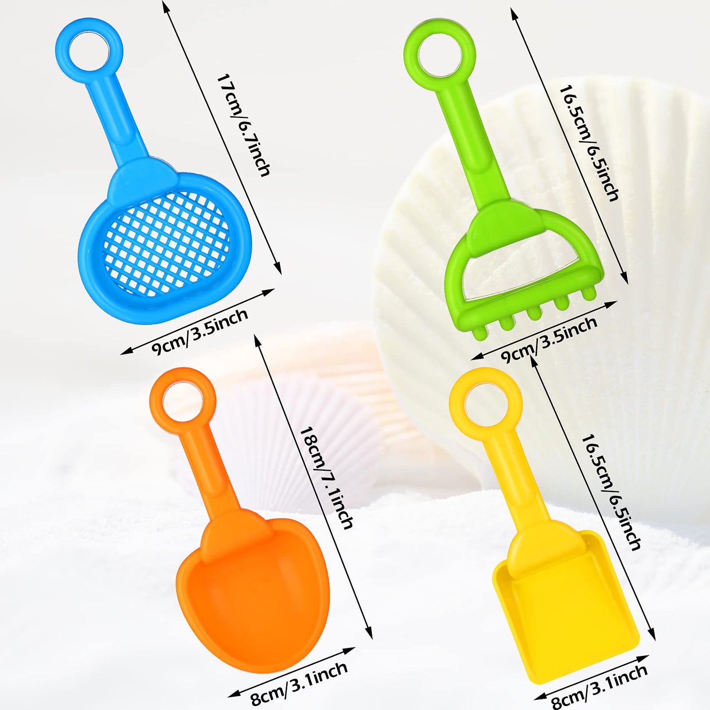 Skylety 8 Pieces Kids Beach Sand Shovels Colorful Plastic Rake Beach Sand Sifter Toy Shovel for Teens Garden Beach Toys (Fresh S