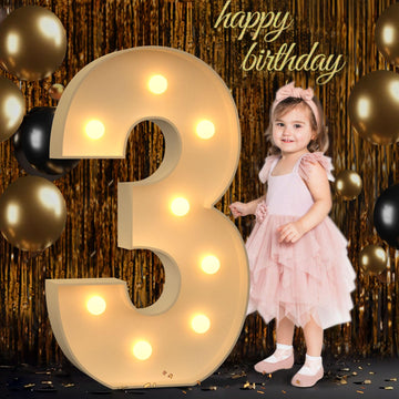 3Ft Marquee Numbers, Light Up Numbers 3 For 3Rd 13Th 30Th Birthday Decorations, Big Numbers For Party Decorations, Large Light U