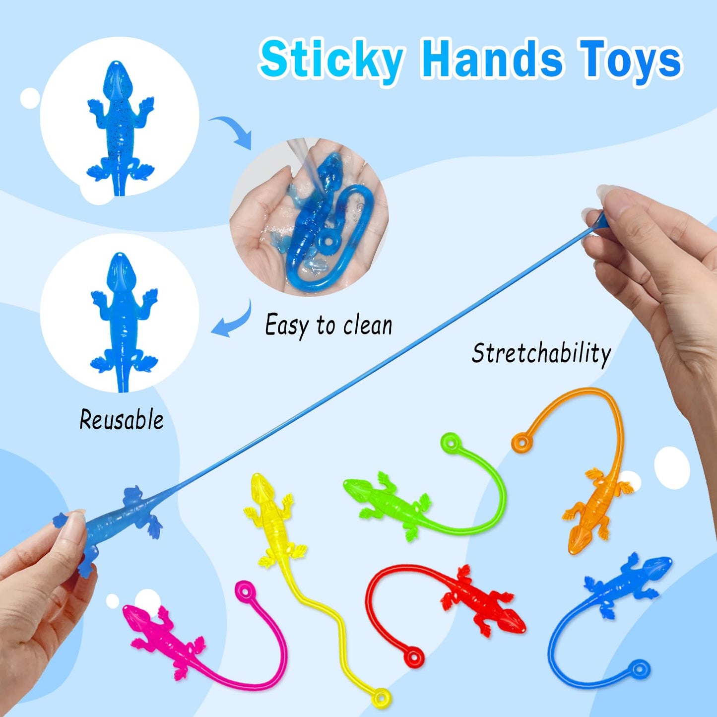 Sticky Hands Bulk 36PCS Kids Party Favors Lizard Shape Stretchy Sticky Hand Fidget Toys Kids Goodie Bag Stuffers Treasure Box To