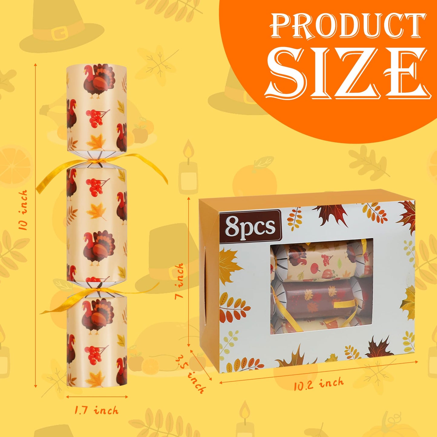 Malhaii 8 Pack Thanksgiving Cr ac k ers No Snap Fall Party Favors Decorations with Prizes for Adults Kids Thanksgiving Table Fav