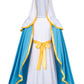 Irtysh Classic Girl Biblical Religious Virgin Mary Costume Fancy Dress Costume Headwrap Hat Waist Rope Set(6-7Years)