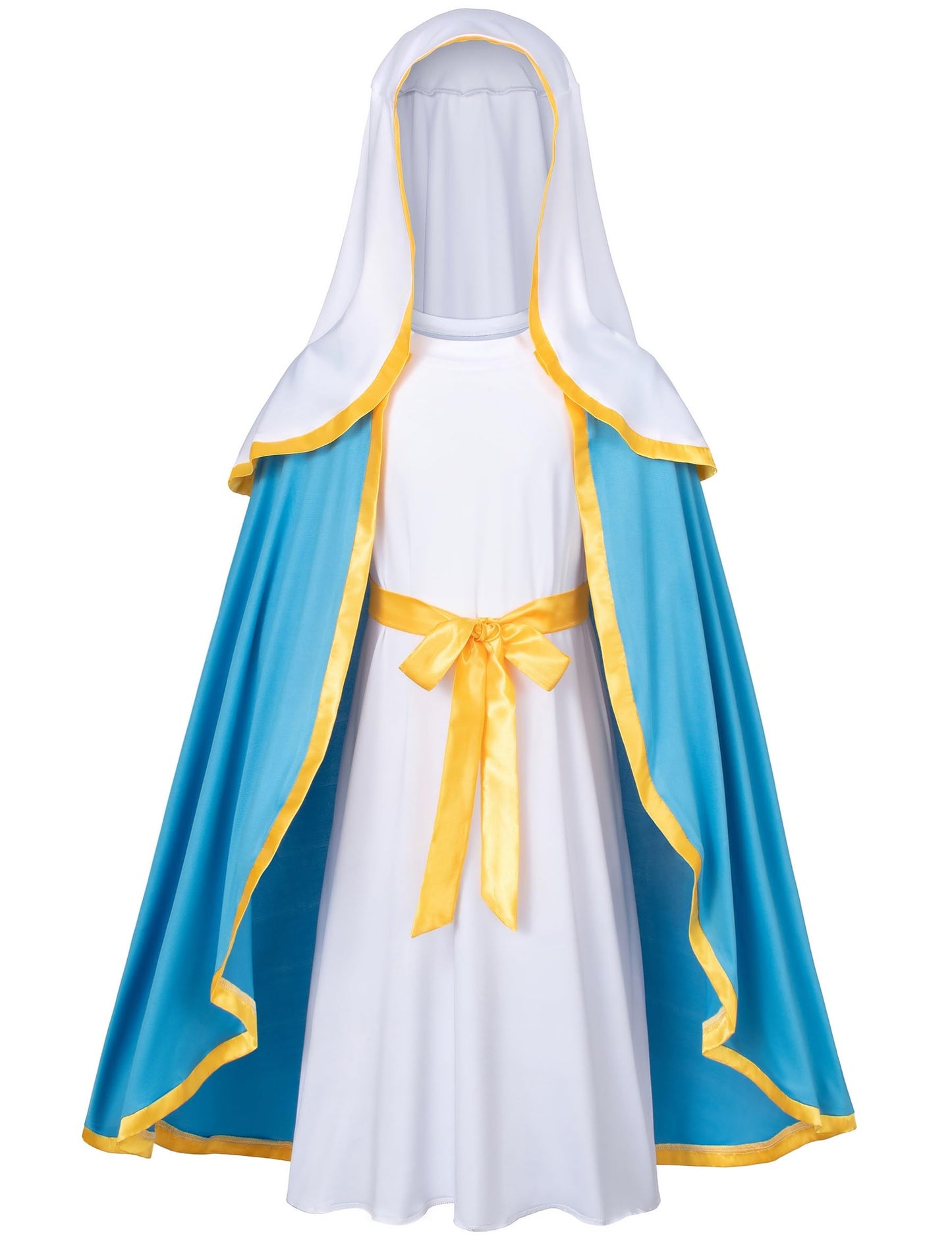 Irtysh Classic Girl Biblical Religious Virgin Mary Costume Fancy Dress Costume Headwrap Hat Waist Rope Set(6-7Years)
