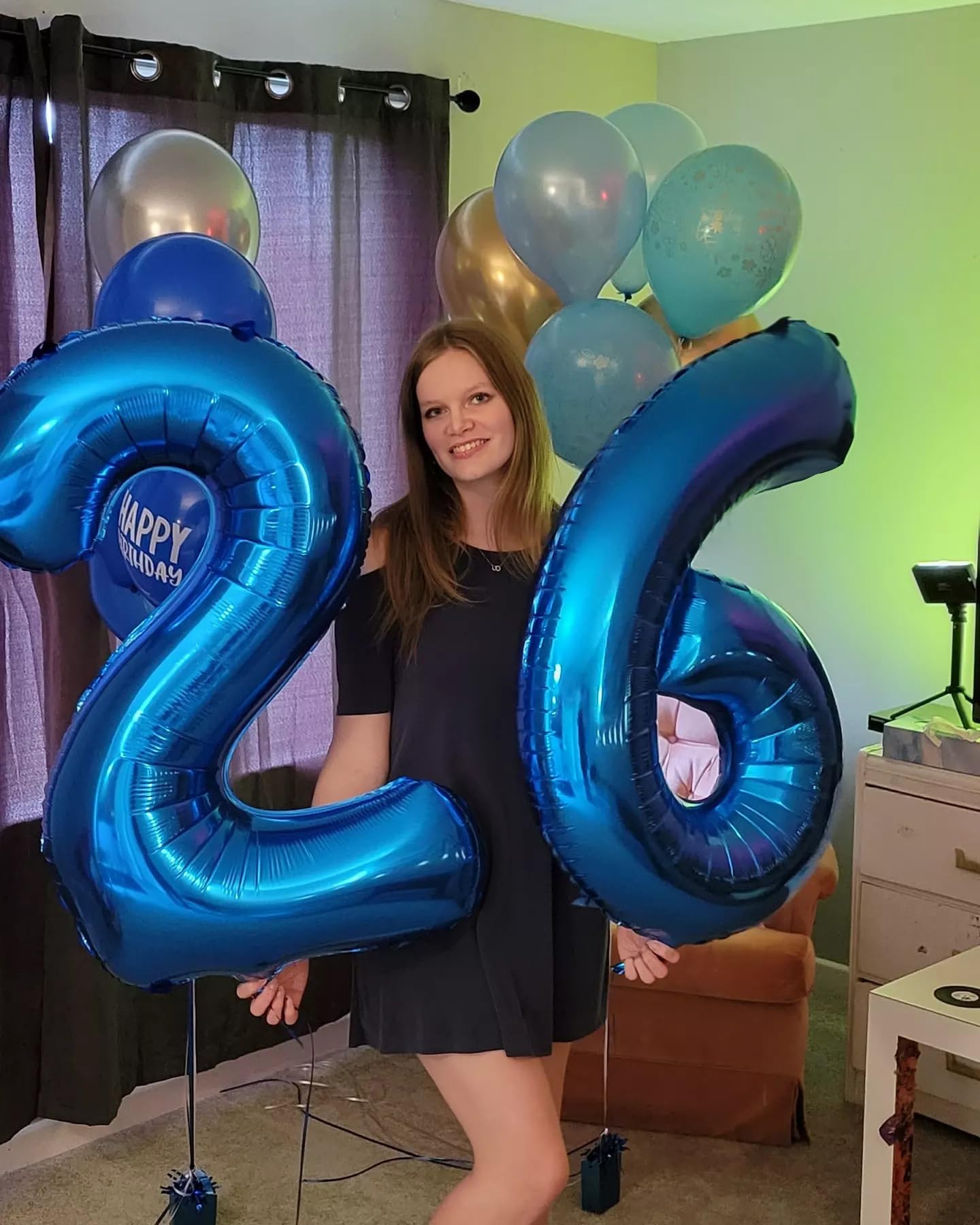 16 Balloon Number, Metallic Blue Number 16Th Birthday Balloons 40 Inch, Sweet 16 Years Old Metallic Blue Birthday Decorations Fo