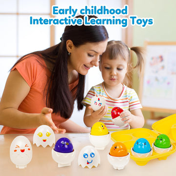 Fqkiomy Eggs Toys For Toddlers 1-3,Montessori Early Eduaction Learning Color Shape Sorting Fine Motor Skills Matching Egg Puzzle