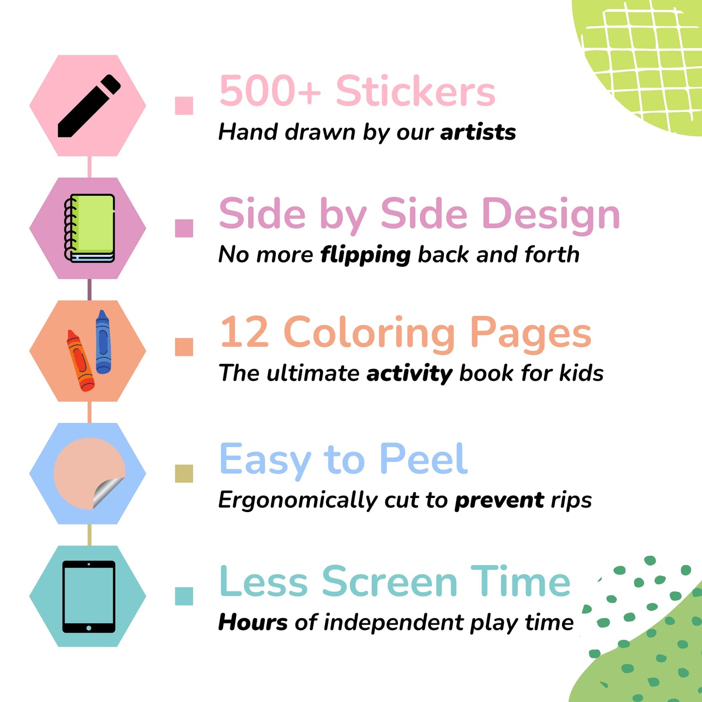 Lets Go To School Toddler Sticker Book By Cupkin: Side By Side Activity Books - 12 Scenes With 500+ Back To School Stickers For