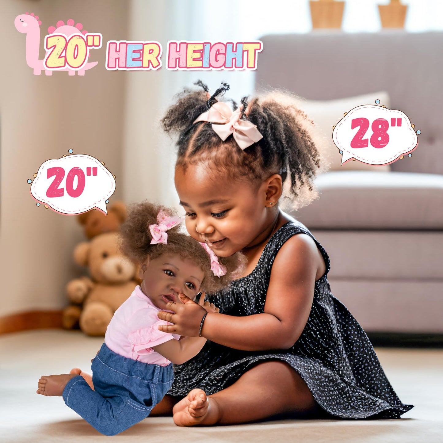 Aori Black Reborn Baby Dolls Lifelike Black Reborn Girl Doll 20 Inch Biracial Weighted Newborn Girl Doll With Gift Set