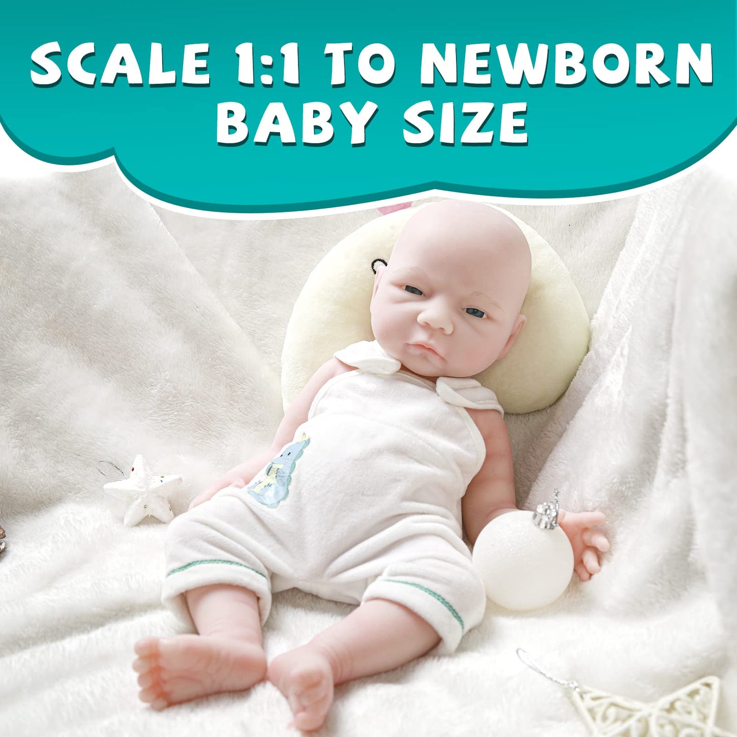 Aisite Full Silicone Baby Boy - 18 Inch Platinum Silicone Realistic Reborn Baby Dolls With Eyes Opened, Christmas And Birthday Gifts For 3+