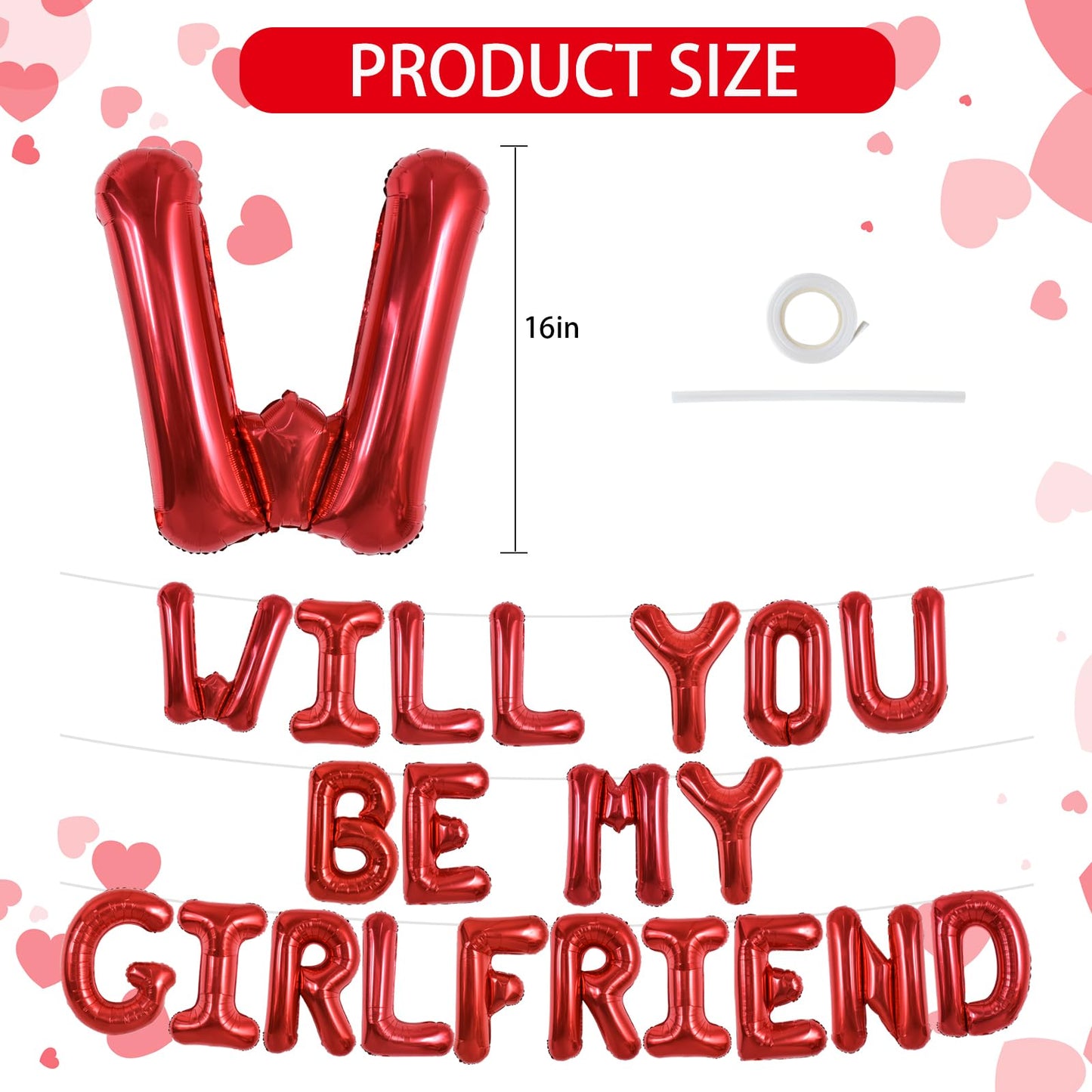TONIFUL 16 Inch Red Will You Be My Girlfriend Letter Balloons Be My Girlfriend Proposal Balloon Banner for Romantic Valentines