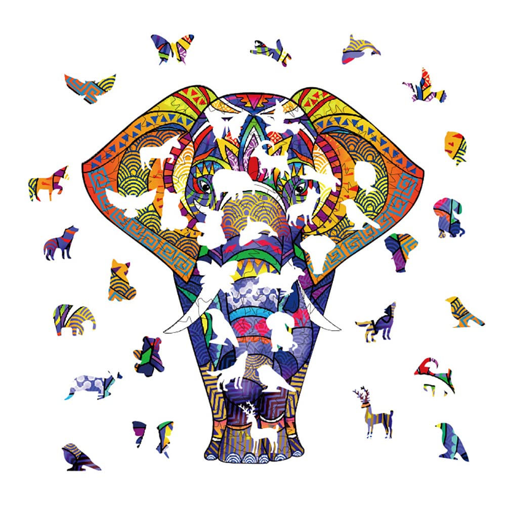 Realsun Wooden Puzzle For Adults, Unique 194 Pieces Animals Shaped Jigsaw Puzzles, Wood Laser Cut Jigsaw Puzzle, Magic Wooden Pu