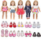 Augfrog 14 Pcs 18 Inch Doll Accessories,5 Sets Of Doll Clothes And 2 Pairs Of Doll Shoes (Send By Random) For 18 Inch American D