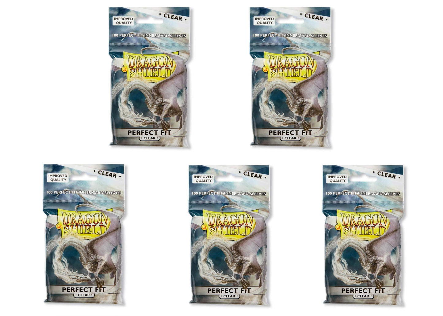 5 Packs Dragon Shield Inner Sleeve Clear Standard Size 100 Ct Card Sleeves Value Bundle!